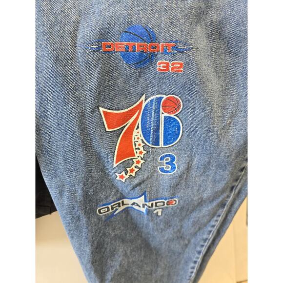 VINTAGE XCLUSIVE NBA Jeans Size 34 x34 womens Mens Los Angeles Sacramento Boston - Picture 11 of 14